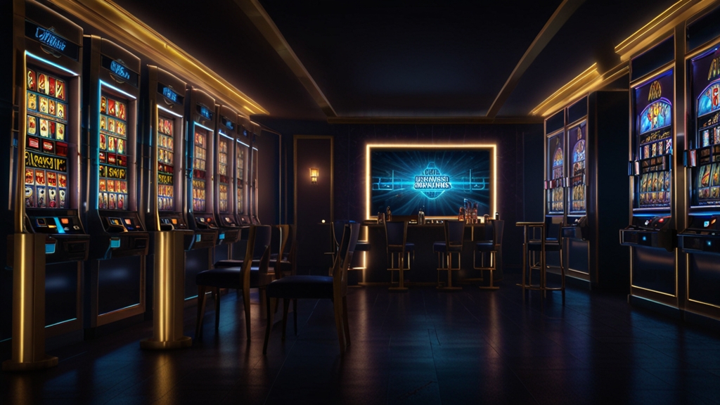 Android phone downloading an APK file in a neon-lit casino scene