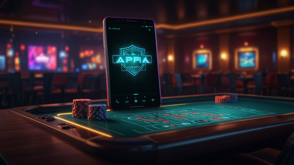 Android APK installation prompt with permission icons in a dark casino setting
