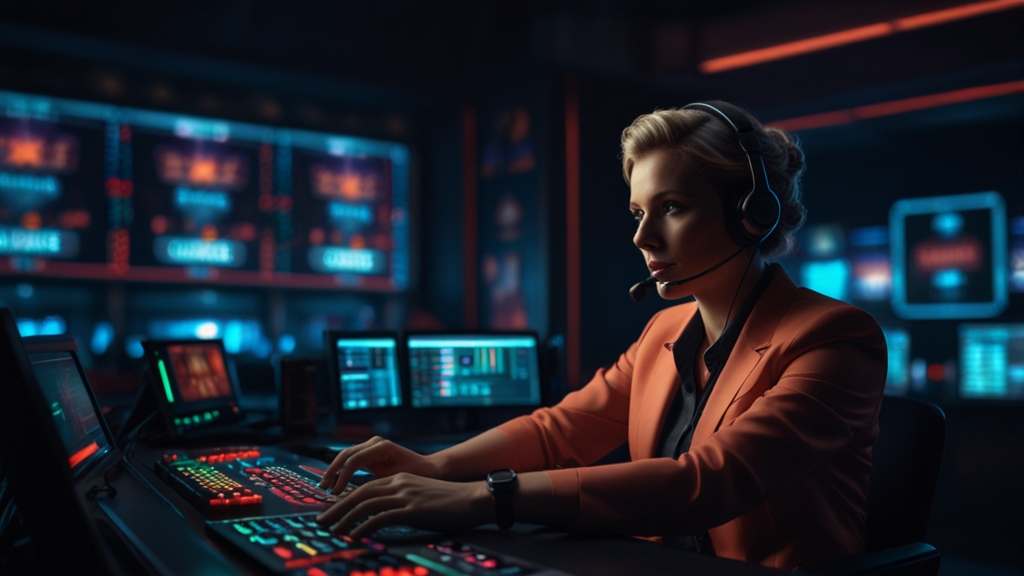 Support agent reviewing a login issue in a dark casino control room